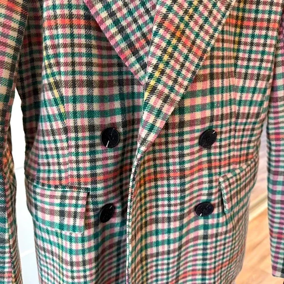 Avec Les Filles Double-Breasted Elbow-Patch Plaid Jacket - X-Small (NWT) - Picture 6 of 13